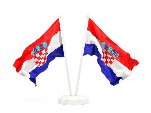 Two waving flags. Download flag icon of Croatia at PNG format