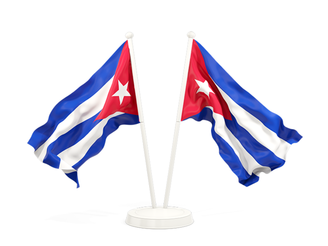 Two waving flags. Download flag icon of Cuba at PNG format