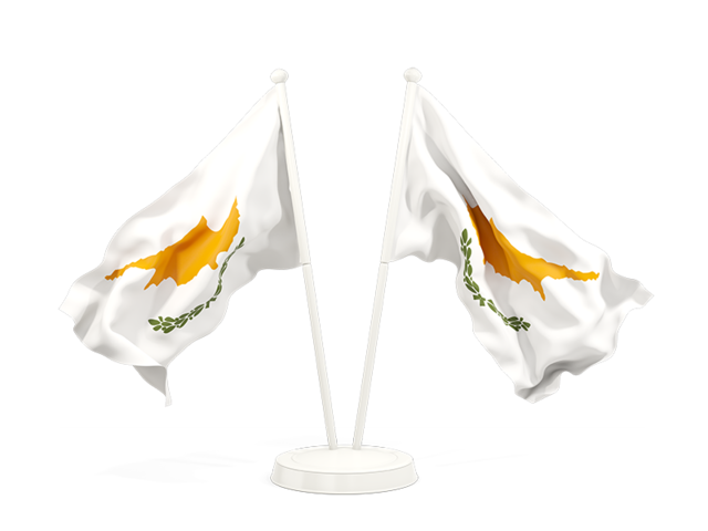 Two waving flags. Download flag icon of Cyprus at PNG format