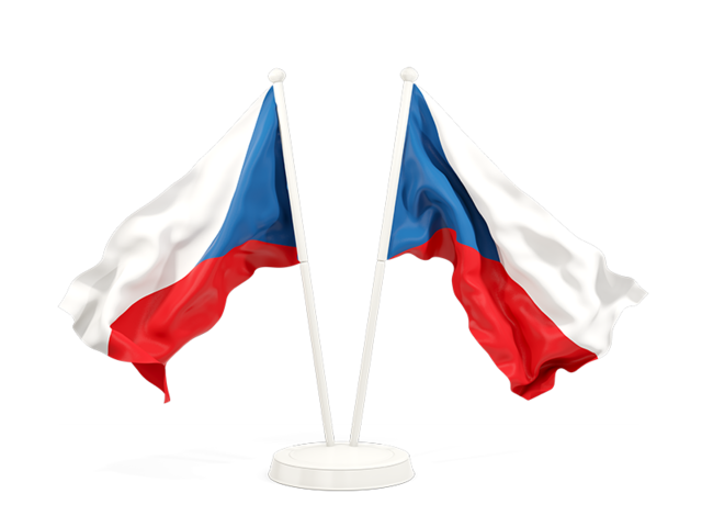Two waving flags. Download flag icon of Czech Republic at PNG format