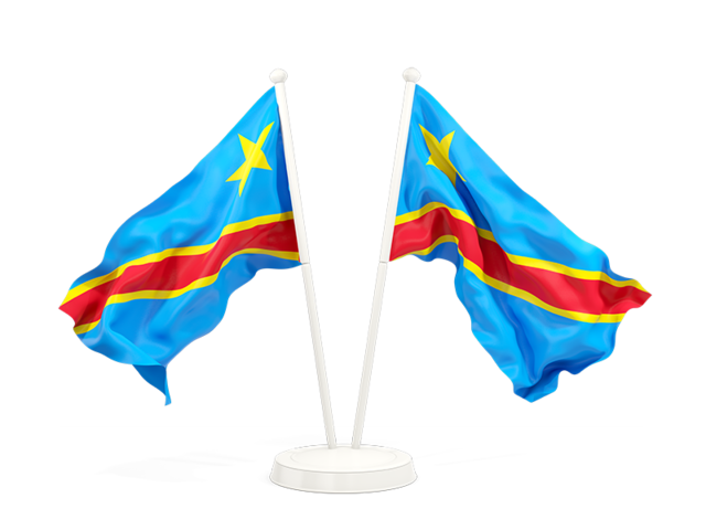 Два развевающихся флага. Скачать флаг. Демократическая Республика Конго