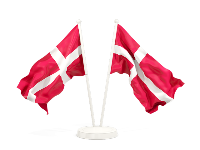 Two waving flags. Download flag icon of Denmark at PNG format