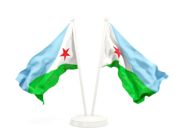 Two waving flags. Download flag icon of Djibouti at PNG format