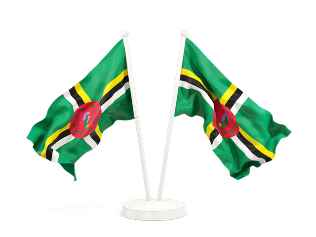 Two waving flags. Download flag icon of Dominica at PNG format