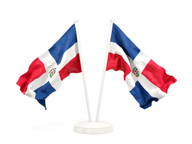 Two Waving Flags. Illustration Of Flag Of Dominican Republic