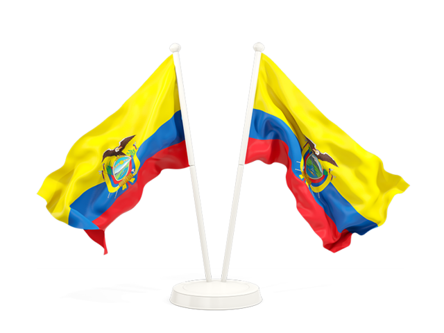 Two waving flags. Download flag icon of Ecuador at PNG format