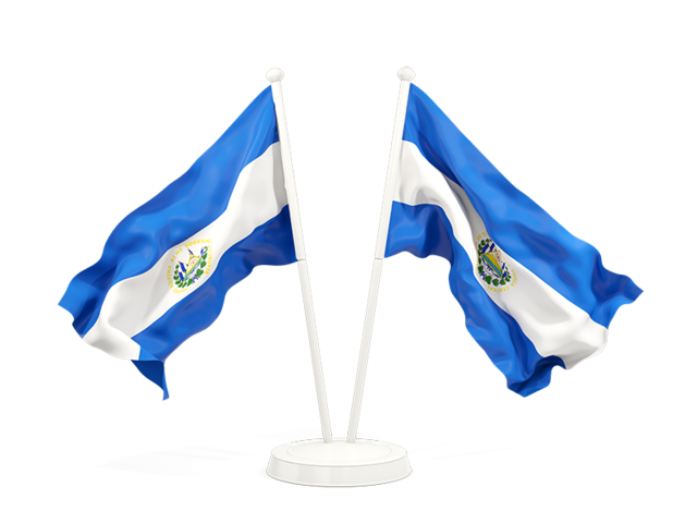 Two waving flags. Download flag icon of El Salvador at PNG format