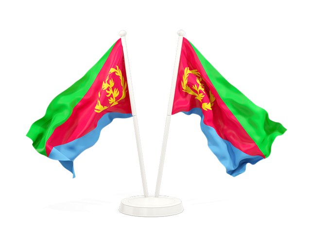 Two waving flags. Download flag icon of Eritrea at PNG format