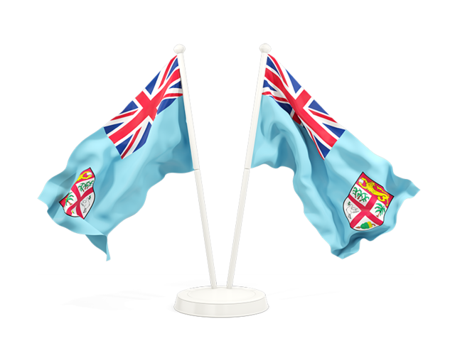 Two waving flags. Download flag icon of Fiji at PNG format