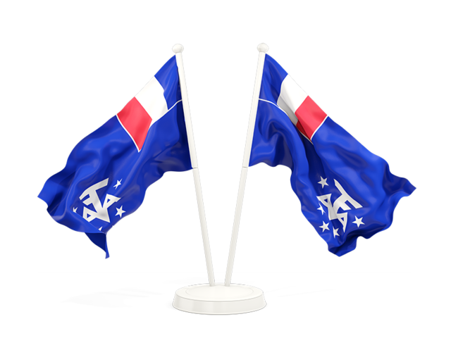 Two waving flags. Download flag icon of French Southern and Antarctic Lands at PNG format