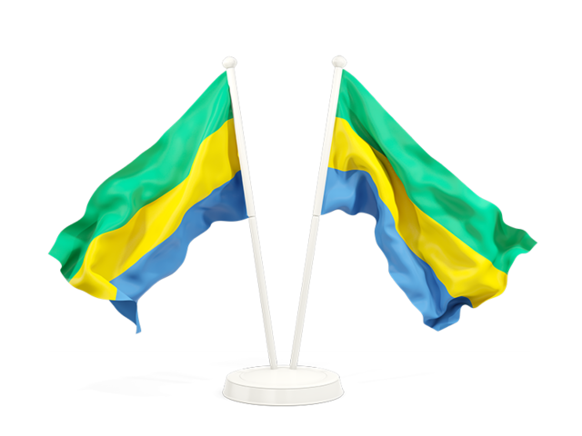 Two waving flags. Download flag icon of Gabon at PNG format