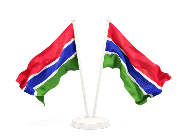 Два развевающихся флага. Скачать флаг. Гамбия