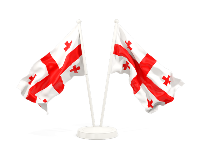 Two waving flags. Download flag icon of Georgia at PNG format