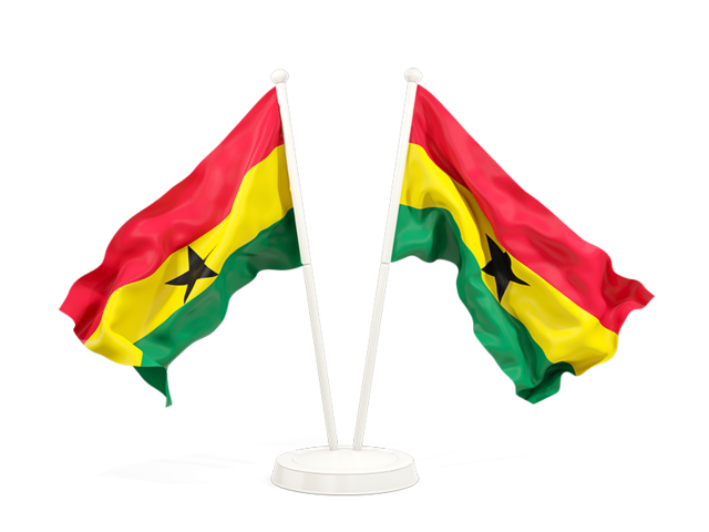 Two waving flags. Download flag icon of Ghana at PNG format