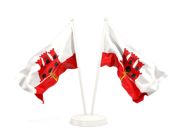 Two waving flags. Download flag icon of Gibraltar at PNG format