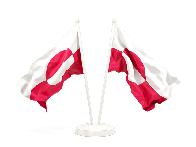 Two waving flags. Download flag icon of Greenland at PNG format