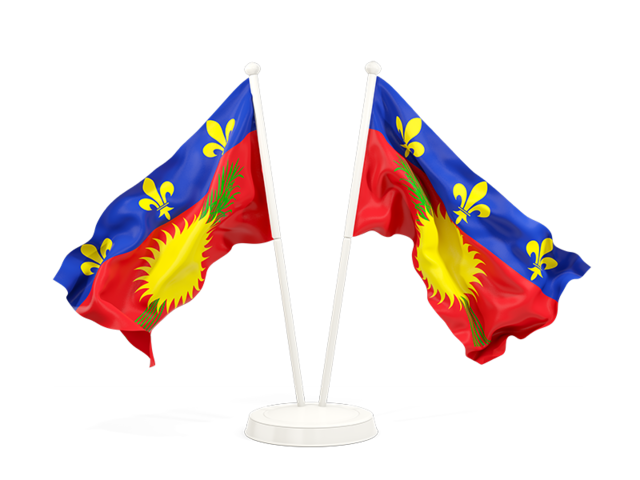 Two waving flags. Download flag icon of Guadeloupe at PNG format
