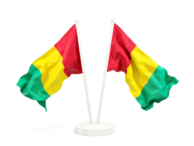 Два развевающихся флага. Скачать флаг. Гвинея