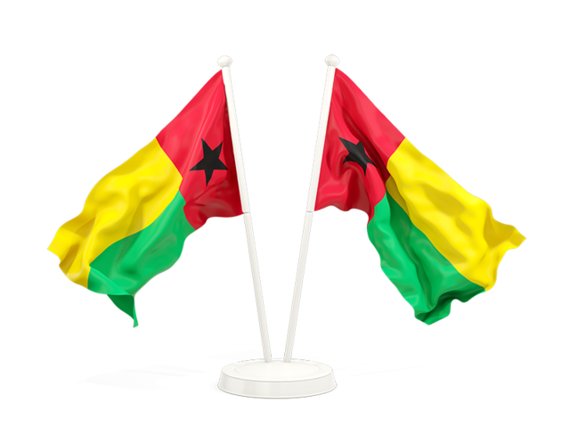 Two waving flags. Download flag icon of Guinea-Bissau at PNG format