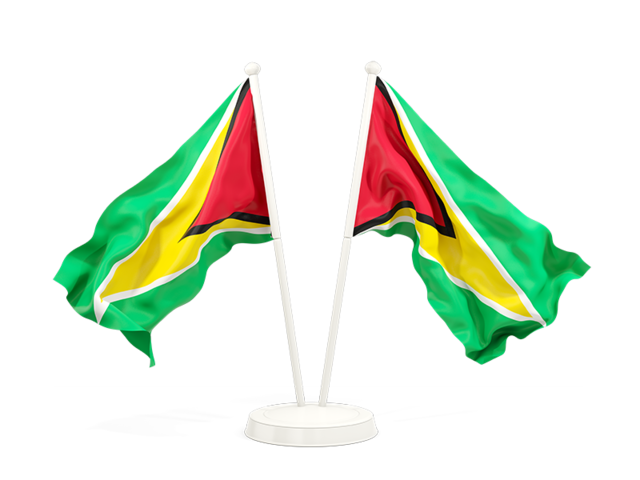 Два развевающихся флага. Скачать флаг. Гайана