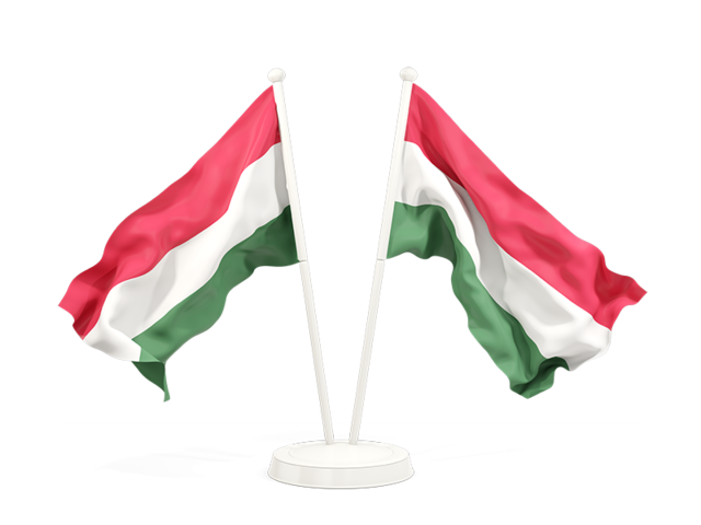 Two waving flags. Download flag icon of Hungary at PNG format