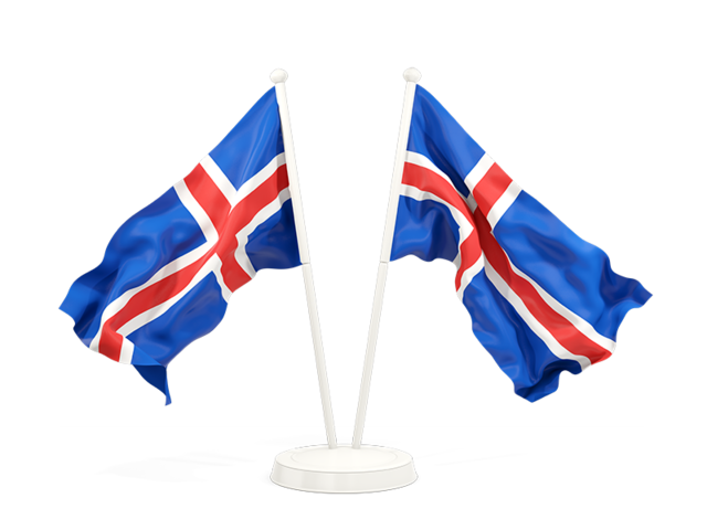 Two waving flags. Download flag icon of Iceland at PNG format