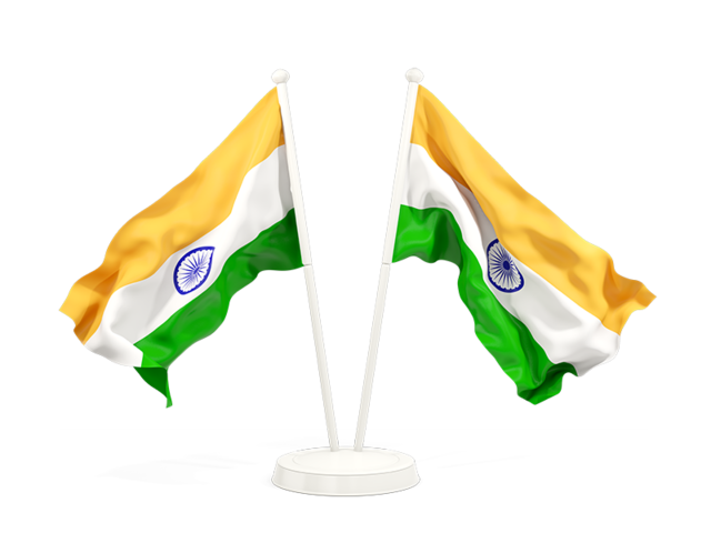 Two waving flags. Download flag icon of India at PNG format