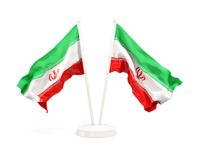 Two waving flags. Download flag icon of Iran at PNG format