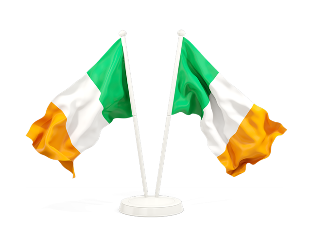 Two waving flags. Download flag icon of Ireland at PNG format