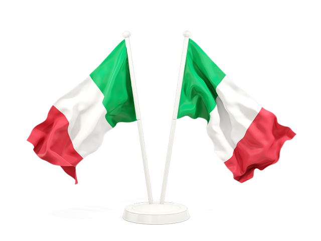 Two waving flags. Download flag icon of Italy at PNG format