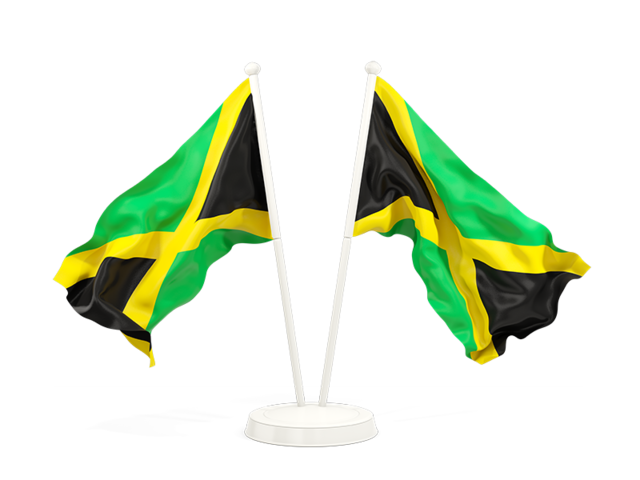 Two waving flags. Download flag icon of Jamaica at PNG format
