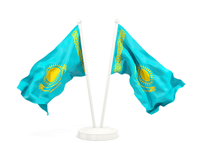 Two waving flags. Download flag icon of Kazakhstan at PNG format