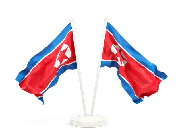 Два развевающихся флага. Скачать флаг. Северная Корея