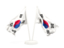 South Korea. Two waving flags. Download icon.