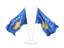 Косово. Два развевающихся флага. Скачать иллюстрацию.