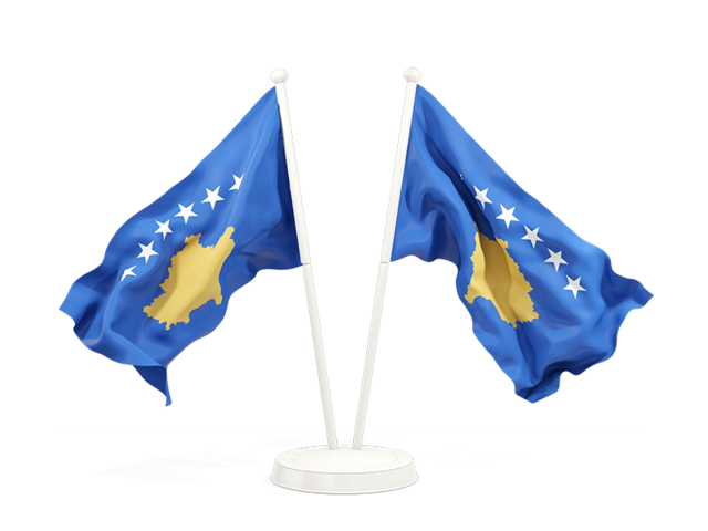 Two waving flags. Download flag icon of Kosovo at PNG format