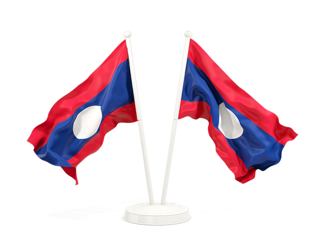 Два развевающихся флага. Скачать флаг. Лаос