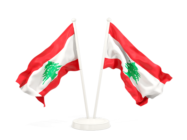 Two waving flags. Download flag icon of Lebanon at PNG format