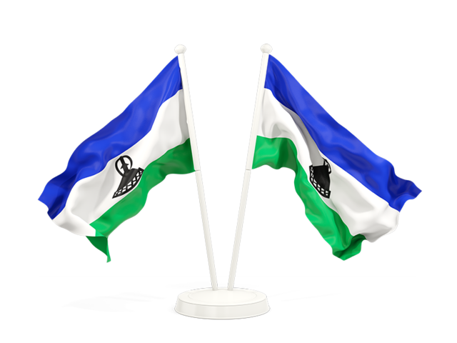Two waving flags. Download flag icon of Lesotho at PNG format