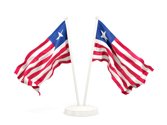 Two waving flags. Download flag icon of Liberia at PNG format