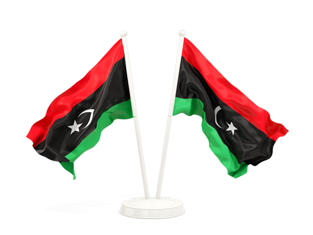 Two waving flags. Download flag icon of Libya at PNG format