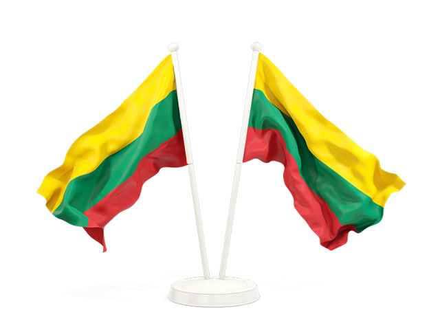 Two waving flags. Download flag icon of Lithuania at PNG format