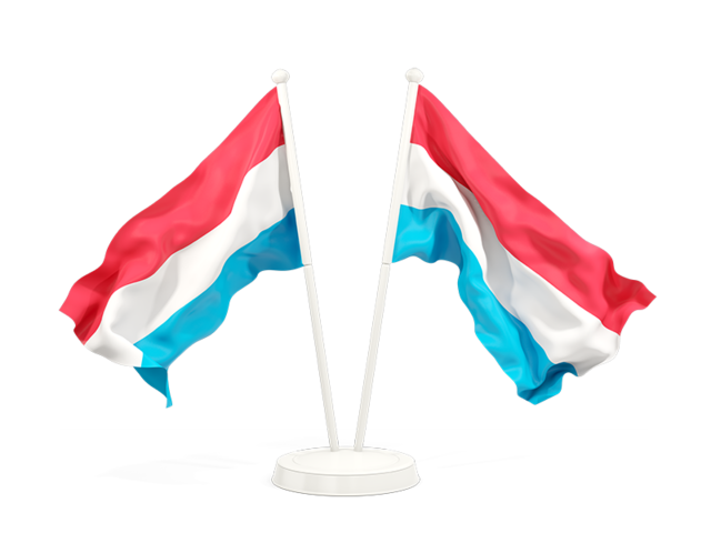 Two waving flags. Download flag icon of Luxembourg at PNG format