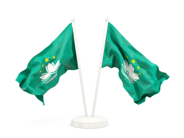 Two waving flags. Download flag icon of Macao at PNG format
