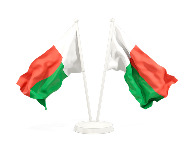 Two waving flags. Download flag icon of Madagascar at PNG format