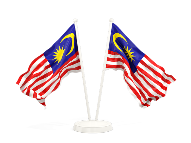 Two waving flags. Download flag icon of Malaysia at PNG format