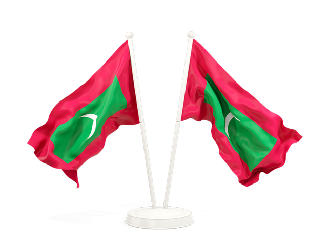 Два развевающихся флага. Скачать флаг. Мальдивы