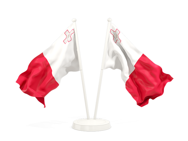 Two waving flags. Download flag icon of Malta at PNG format