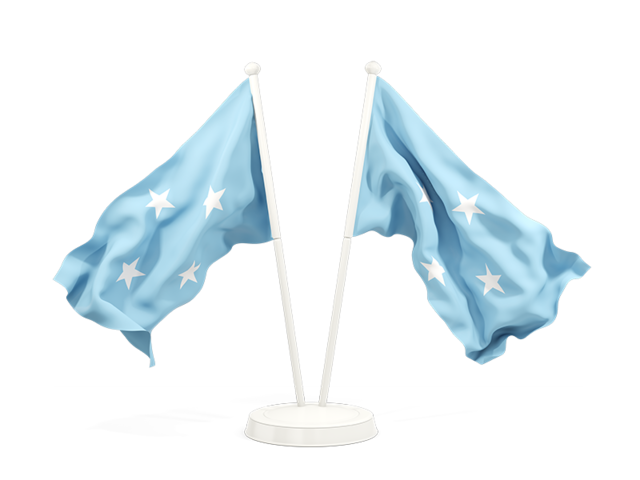 Two waving flags. Download flag icon of Micronesia at PNG format