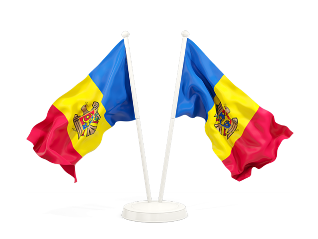 Two waving flags. Download flag icon of Moldova at PNG format